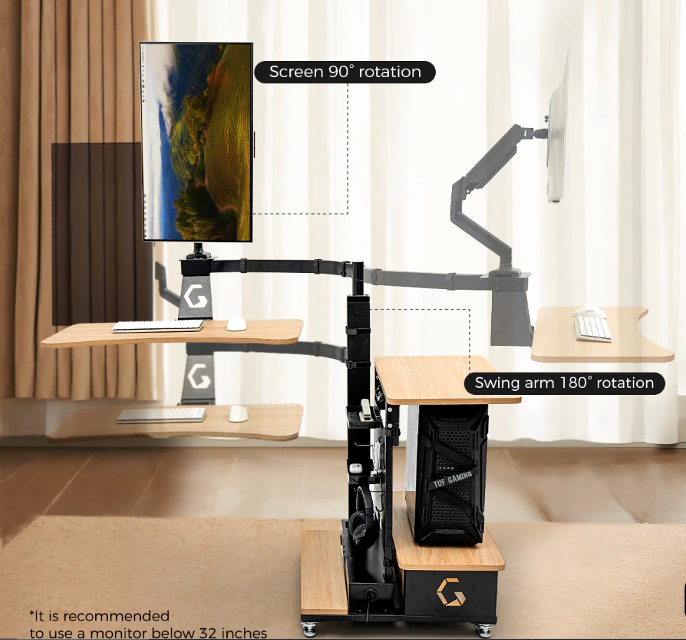INGREM Floating Table (โต๊ะแบบลอย) สำหรับเกมเมอร์ ระบบไฟฟ้าปรับได้ต่ำสุด 56 CM